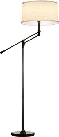 Brightech Ava 61 LED Mid-Century Modern Adjustable Floor Lamp with Fabric Drum Shade in Beige at Nordstrom