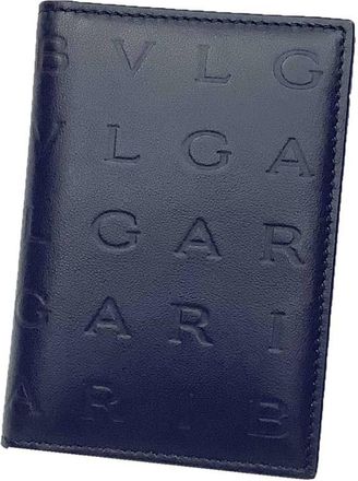 Bulgari Navy Leather Wallet (Bi-Fold) (Pre-Owned)