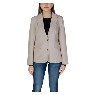 Only Blazers, female, Beige, Size: S Beige Lapel Collar Blazer