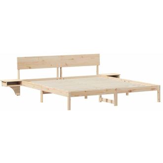 vidaXL Bed Frame with Bedside Tables Brown Solid pine wood Vidaxl