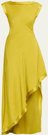 Jason Wu High-Neck Washed Twill Asymmetric Dress