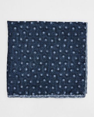 Brunello Cucinelli Mens Geometric Circle Silk Pocket Square