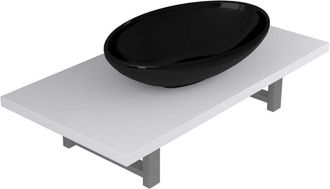 vidaXL Two Piece Bathroom Furniture Set Ceramic White vidaXL