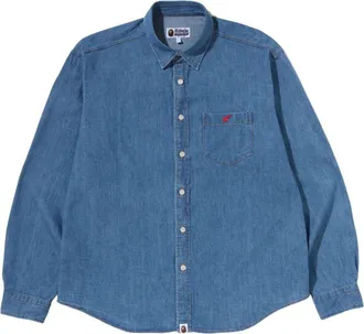 A Bathing Ape Ape Head Relaxed Fit Denim Shirts Blue 0ZXSTMX00231QBLX