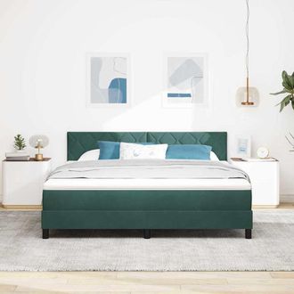 vidaXL Vidaxl - Letto A Molle Con Materasso Verde Scuro 180 X 200 Cm Velluto