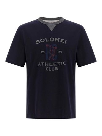 Brunello Cucinelli Blue Solomei Athletic Club T-Shirt