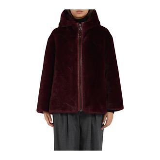 Lou Andr&eacute;a Jassen, Dames, Bruin, M, Polyester, Hooded Zip-Front Faux-Fur Jacket