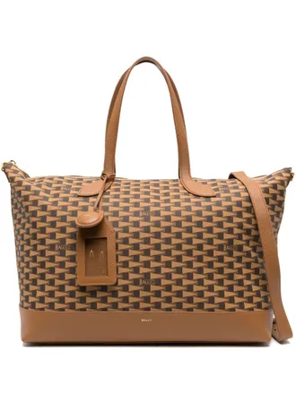 Bally Borsa tote con motivo monogramma grande - Marrone