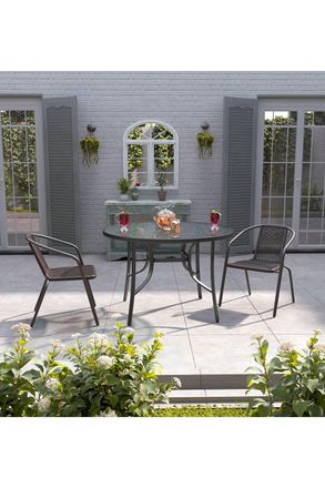 Living and Home 2-Person Garden Round Bistro Dining Table Set in Black