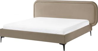 Beliani Beliani - Cama Moderna Con Somier De Terciopelo Beige 160 X 200 Cm Suzette