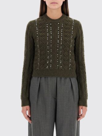 Jil Sander Slim Fit Wool Jumper with Metal Eyelets and Rhinestones