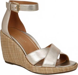 Vionic Womens Marina Wedge Sandal In Gold