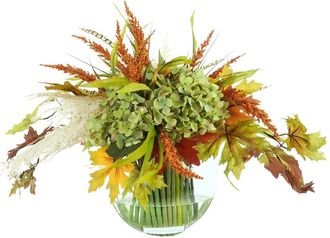 Creative Displays Inc. Handmade Fall Centerpiece With Hydrangea & Pinecone In A Wood Planter