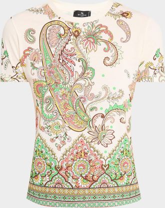 Etro Foliage Engineer Print Short-Sleeve T-Shirt