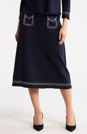 Adrianna Papell Top Stitch Knit A-Line Skirt in Navy/Red at Nordstrom Rack, Size X-Small