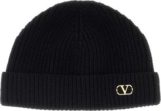 Valentino Garavani Black Knitted Beanie Cap