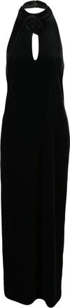 Marella Kleedjes, Dames, Zwart, L, Polyester, Ordito Lange Fluwelen Jurk