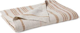 Coyuchi Organic Linen Throw Blanket in Khaki/praline Stripe at Nordstrom