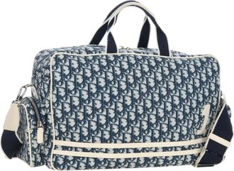 Dior Vintage Girly Boston Diorissimo Canvas Navy Canvas Handbag (Pre-Owned)
