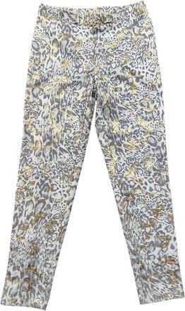Frank Lyman Design Womens Pull-On Animal Metallic Print Pants In White Leopard