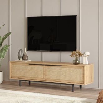 Dmora Mueble Para Tv Porrima, Apertura Abatible, 35.5x160x45.1h Cm Marr&oacute;n Nogal