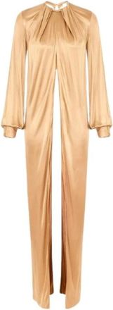 Elisabetta Franchi Blouse in Glanzende Jerseystof - Dames - Avondkleed - Beige - M - Kleedjes
