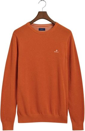 GANT Comfortabele en Stijlvolle Gebreide Trui - Heren - Ronde hals truien - Oranje - XL - Katoen - Truien & Vesten