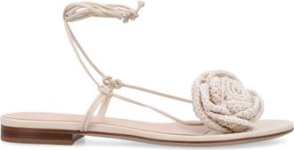 Magda Butrym Gehaakte Bloem Platte Sandaal - Dames - Sandalen - Wit - 36 EU - Leer - Schoenen