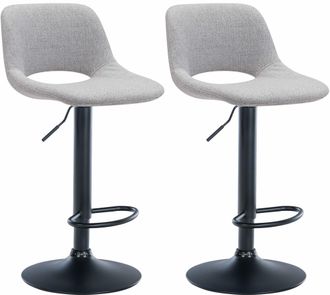 Clp Clp - Set De 2 Taburetes De Bar En Tela Gris Claro Metal Negro Mate