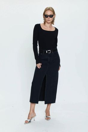 Pistola Denim Alice Denim Midi Skirt In Black