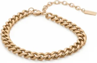 Pompeii3 Alize Necklace 18k Gold Plated 14 12mm Width Curb Chain with 4 Extender