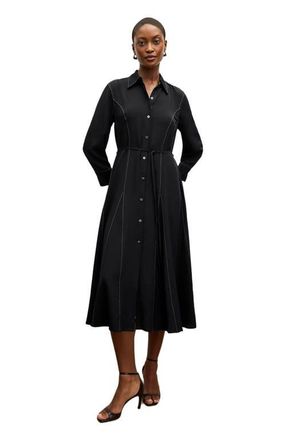 M.M.LaFleur Pepper Dress - Washable Silk Top Stitch in Black at Nordstrom, Size Large