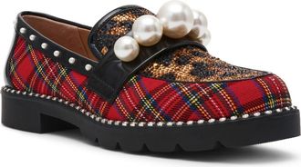 Betsey Johnson Harloe Loafer in Red Plaid at Nordstrom, Size 9.5
