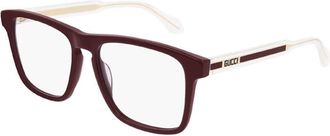 Gucci Mens Red Rectangular Eyeglass Frames GG0561O 003