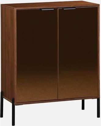 Sweeek Sweeek - Aparador vintage efecto madera de nogal 83cm, Glassy, Madera de nogal, 83x38x100 cm