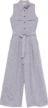 PESERICO Tuta intera in lino con cintura - Grigio