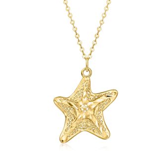 Ross-Simons Italian 14kt Yellow Gold Starfish Necklace