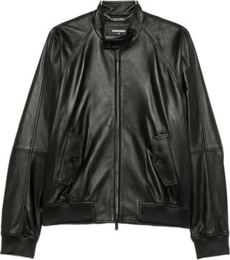 Dsquared2 Leren Bomberjack - Heren - Bomber jackets - Zwart - 4XL - Leer - Jassen