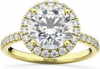 Allurez Lab Grown Diamond Accented Halo Engagement Ring Setting 14K Yellow Gold (0.50ct)