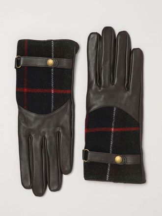 Barbour Guanti in pelle nappa e lana con motivo Tartan e bottoni logati