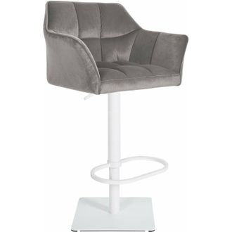 Clp Taburete De Bar Damaso Funda De Terciopelo Gris Blanco