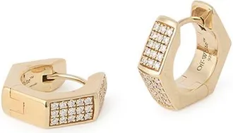 Off-white Hex Nut Diamond Huggie Hoop Earrings in Yellow Gold at Nordstrom