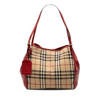 Burberry Pre-owned Womens Small Haymarket Check Canvas And Leather Canterbury Tote - Beige Textile - One Size