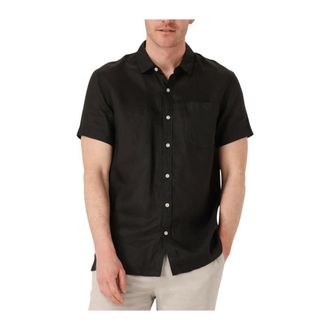 Scotch & Soda Linnen overhemd voor heren in zwart - Heren - Korte mouwen Overhemden - Zwart - S - Linnen - Overhemden
