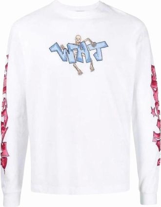 Off-white Mens Off-White Graff White Pupp Skate Long Sleeve Tee White - Size: 34