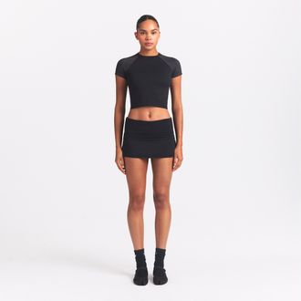 Nike Womens SKIMS Airy Fold-Over Waistband Skort in Black | IR5048-054