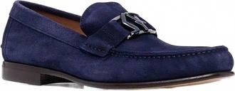 Ferragamo Mens Logo-Plaque Loafers In Blue