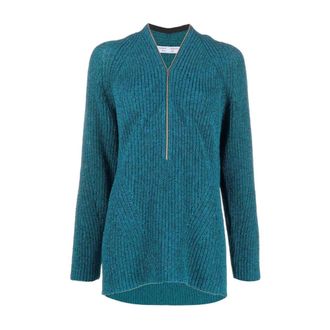 Proenza Schouler Truien & Vesten, Dames, Blauw, M, Katoen, Zip Sweater Casual Stijl