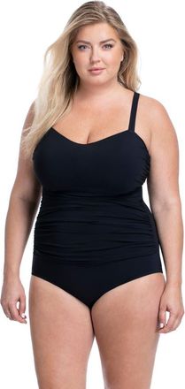 Gottex Tutti Frutti Plus Size Sweetheart Neck Shirred One Piece in Black at Nordstrom, Size 16