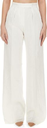 Max Mara White Straight Flat Front Pant